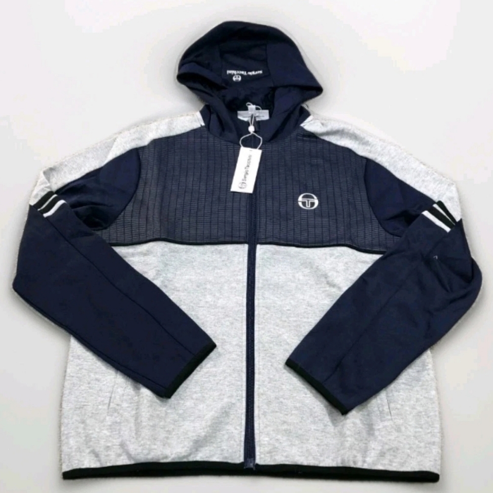 Sergio Tacchini Jacket Mens Small Track Jacket Beal Jacket Hoodie Quiet Gray Nwt
